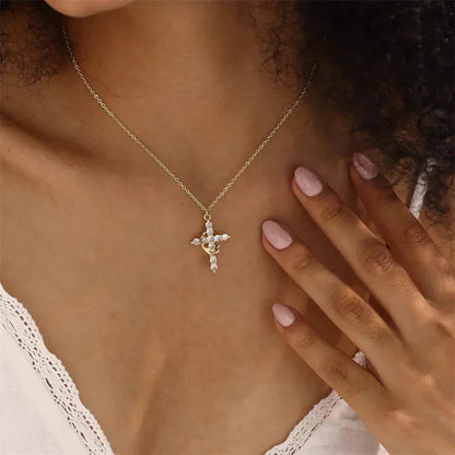 Collana Croce con Corona Rotante